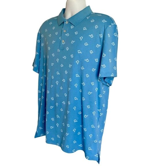 Tackle & Tides Drink Glass On the Rocks Print Polo Shirt Men's Large NEW - Picture 3 of 10